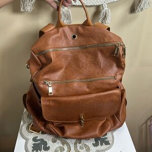 Tan faux leather backpack
